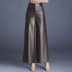 Women's Vegan Leather Wide-Leg Pants | Sleek Glossy Comfort Fit