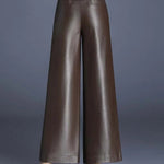 Women's Vegan Leather Wide-Leg Pants | Sleek Glossy Comfort Fit