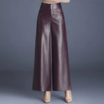 Women's Vegan Leather Wide-Leg Pants | Sleek Glossy Comfort Fit