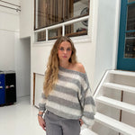 Amélie Laurent | Oversized Striped Knit Sweater With Cozy Luxe Appeal For Women
