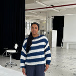 Amélie Laurent | Oversized Striped Knit Sweater With Cozy Luxe Appeal For Women