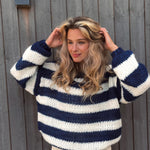 Amélie Laurent | Oversized Striped Knit Sweater With Cozy Luxe Appeal For Women