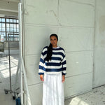 Amélie Laurent | Oversized Striped Knit Sweater With Cozy Luxe Appeal For Women