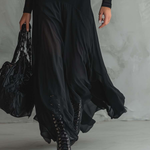 Black Tulle Patchwork Loose-fitting Maxi Dress