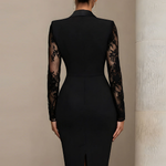 Black Blazer-Style Lace Midi Dress