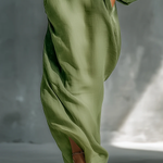 Green Off-shoulder Oversized Puff Sleeve Maxi Dress