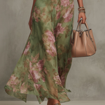 Anaïs™ | Elegant Floral Print Chiffon Maxi Halter Dress