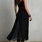 Black Sleeveless Tank Top With Tulle Skirt Maxi Dress(without belt)