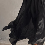 Black Chiffon Halter-neck Pleated Maxi Dress