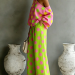 Colorful Polka Dot off-shoulder Top And Wide-leg Pants Two-piece Set