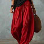 White Off-the-shoulder Top And Loose-fitting Lantern Pants Set