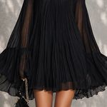 Black Off-shoulder Ruffled Bell Sleeve Mini Dress