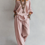 Casual Off-shoulder Top And Wide-leg Pants Set