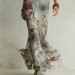 Retro Floral Print Halter Neck Fishtail Maxi Dress