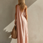 Elegant Pink One-shoulder Sleeveless Maxi Dress