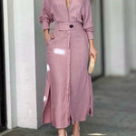 Elegant Long Sleeve Simple Shirt Dress