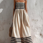 Black And White Stripe Spaghetti Strap Maxi Dress