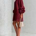 White Floral Button-down Mini Dress With Striking Floral Cuffs