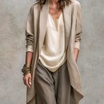 Beige Grey Casual Layered Three-piece Elegant Wide-leg Pants Suit