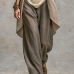 Beige Grey Casual Layered Three-piece Elegant Wide-leg Pants Suit