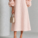 Theodosia Rosette-Cuff Button Midi Dress