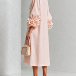 Theodosia Rosette-Cuff Button Midi Dress