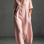 Minimalist Solid-color Short-sleeve Maxi Shirt Dress