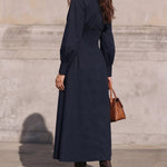 Navy Corset Waist Shirt Midi Dress