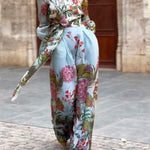 Elegant Floral Print Shirt and Skirt Two-piece Set