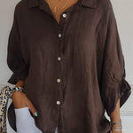 Cotton and Linen Solid Color Casual Shirt