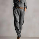 Brown Sophisticated Tweed Texture Plaid Utility Jumpsuit