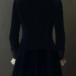 Vintage Navy Polyester Velvet Embroidered Long Jacket