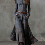 HELENA IVY | WINTER NIGHT NAVY SUEDE MAXI DRESS WITH BELT