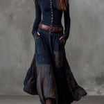 HELENA IVY | WINTER NIGHT NAVY SUEDE MAXI DRESS WITH BELT