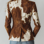 Retro Brown Cow Print Suit Jacket
