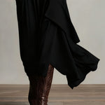 Purple High-neck Asymmetrical Pleated Maxi Dress（Necklace not included）