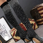 Sparkling Rhinestone-studded Over-the-knee Elastic Sock Boots