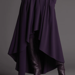 Purple Turtleneck Top and Asymmetrical Skirt Two-piece Set