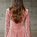 Retro Pink Velvet Gold Button Blazer