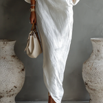 White One-shoulder Flowing Elegant Maxi Dress（No pockets）