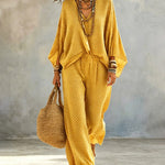 Effortless Chic Batwing Sleeve Polka Dot 2-Piece Set