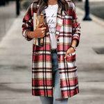 Zeagoo Women Plaid Jacket Mid Length Coat