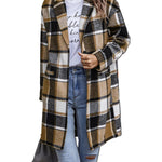Zeagoo Women Plaid Jacket Mid Length Coat