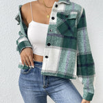Zeagoo Flannels for Women Cropped Shacket Jacket