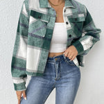 Zeagoo Flannels for Women Cropped Shacket Jacket