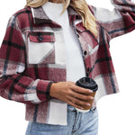 Zeagoo Flannels for Women Cropped Shacket Jacket