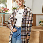 Zeagoo Women Plaid Jacket Mid Length Coat