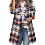 Zeagoo Women Plaid Jacket Mid Length Coat