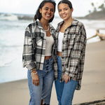 Zeagoo Flannels for Women Cropped Shacket Jacket