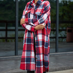 Zeagoo Plaid Shacket Jacket Long Button Down Shirts